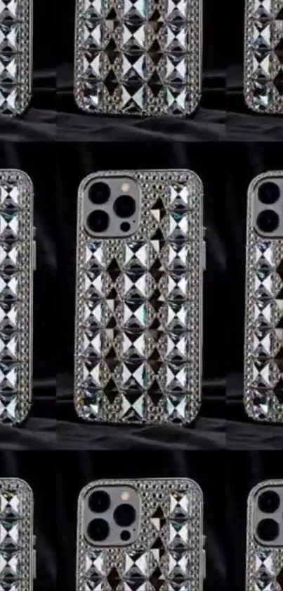 Diamond-studded luxury phone case wallpaper pattern.