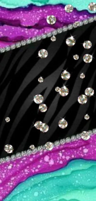 Luxurious phone wallpaper with gemstones and vibrant colors.