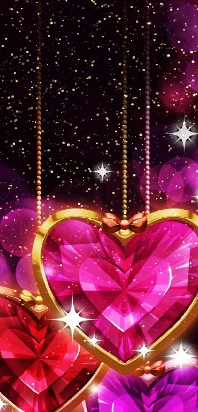 Glamorous jeweled heart wallpaper with vibrant colors.