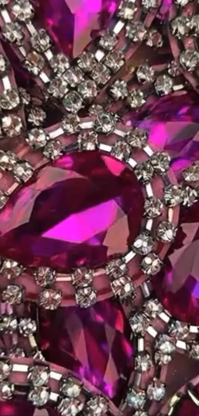 Vibrant pink jewel pattern with shimmering diamonds.