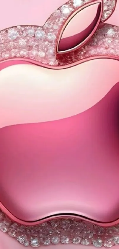Pink Apple logo with diamond accents