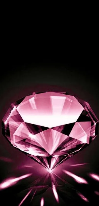 Glamorous pink diamond on a black background for mobile wallpaper.