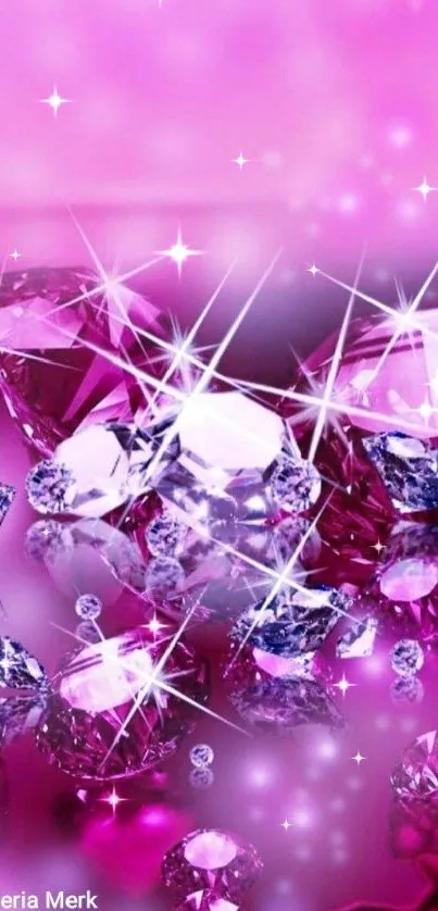 Glamorous pink diamond wallpaper with sparkling gems.