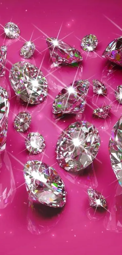 Pink background with sparkling diamonds.