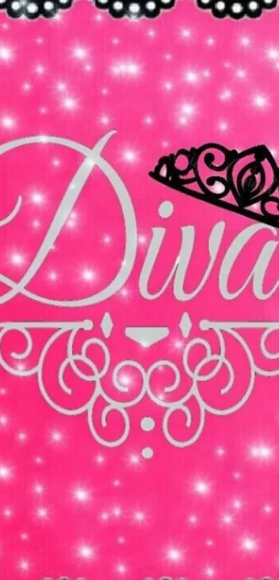 Glamorous pink Diva wallpaper with sparkles.