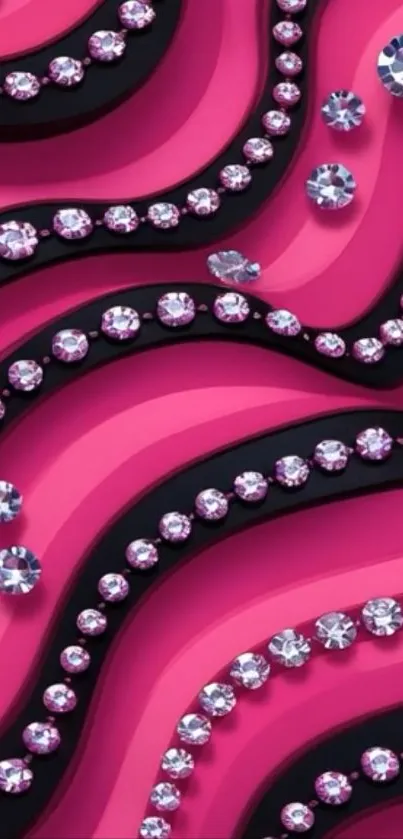 Glamorous pink wallpaper with sparkling jewels.