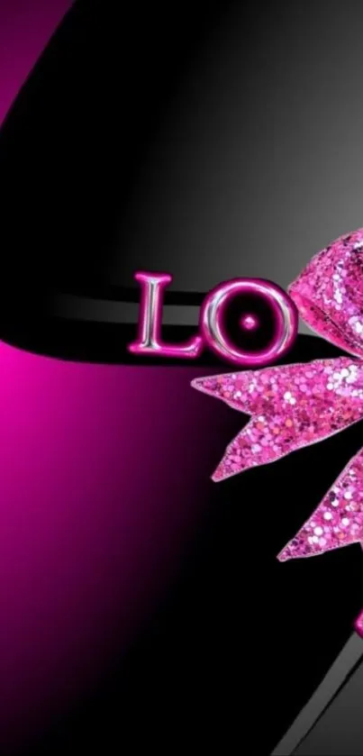 Glamorous pink love wallpaper with sparkles.