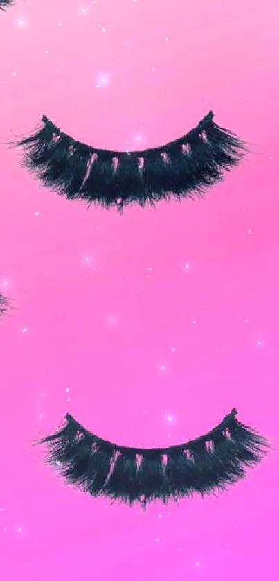 Pink ombre wallpaper with eyelash art patterns for mobile.