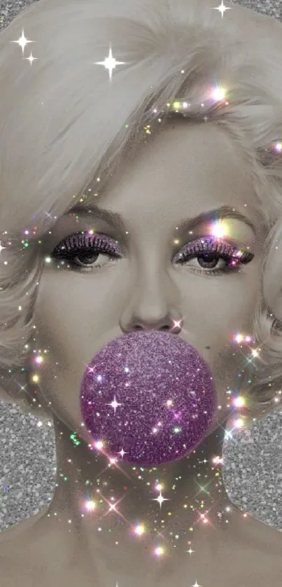 Glamorous and sparkly pop art phone wallpaper.