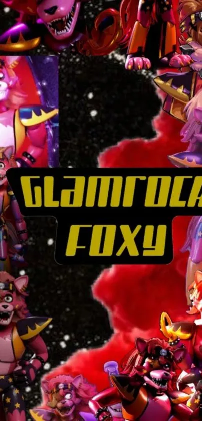 Glamrock Foxy colorful animated wallpaper with vibrant designs.