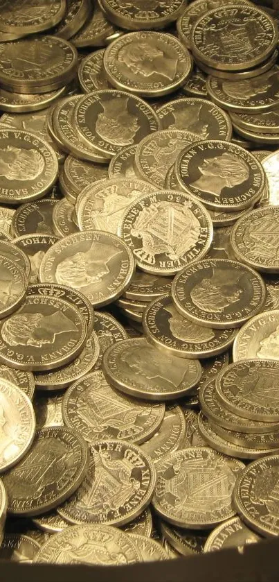 A collection of shiny golden coins stacked together.