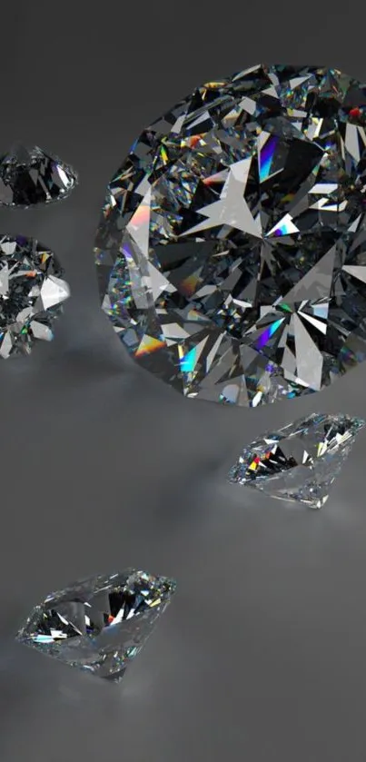 Radiant diamonds on black background wallpaper for mobile devices.