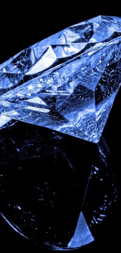 Gleaming diamond with black background, perfect for phones.