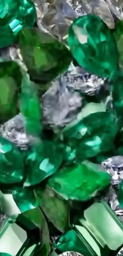 Emerald and silver gemstones close-up wallpaper.