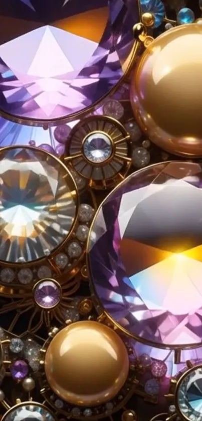 Gleaming gemstone galaxy with vibrant colors.