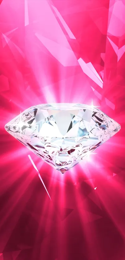 A sparkling diamond against a vibrant pink background with radiant glow.