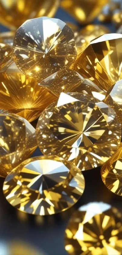 Shimmering gold gemstones on dark background