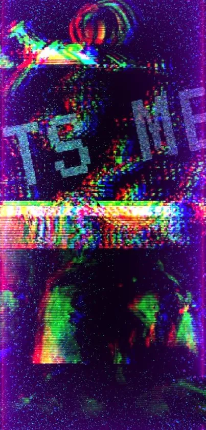 Glitch art wallpaper with vibrant colors and text 'It's Me' on a black background.