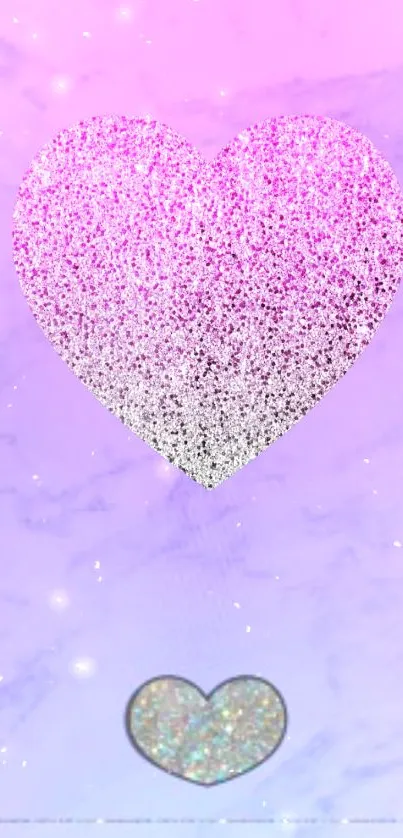 Glitter heart in pastel pink and purple hues.