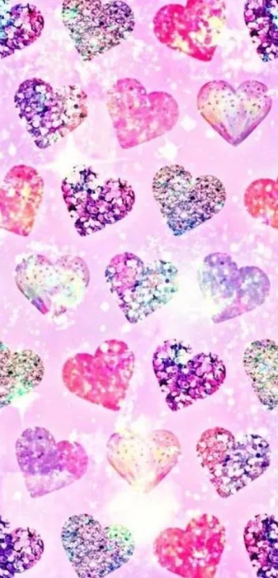 Sparkling glitter heart mobile wallpaper.