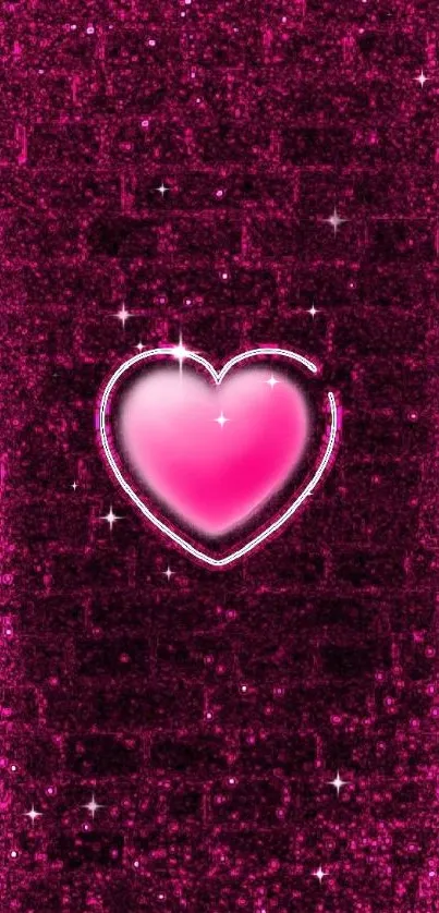 Pink glitter heart wallpaper with vibrant sparkle.