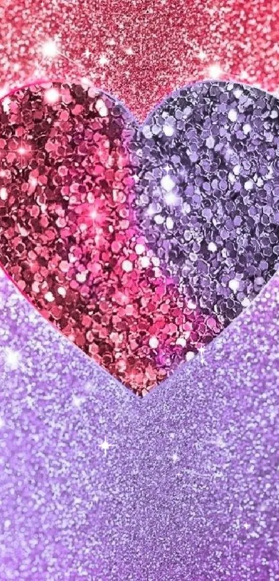 Pink and purple glitter heart mobile wallpaper