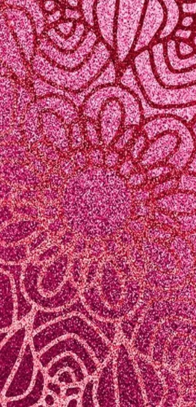 Pink glitter mandala design wallpaper with intricate patterns.