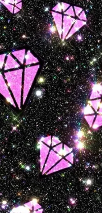 Pink diamonds with glittery background phone wallpaper.