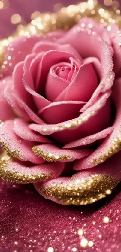 Beautiful pink rose with glitter accents.