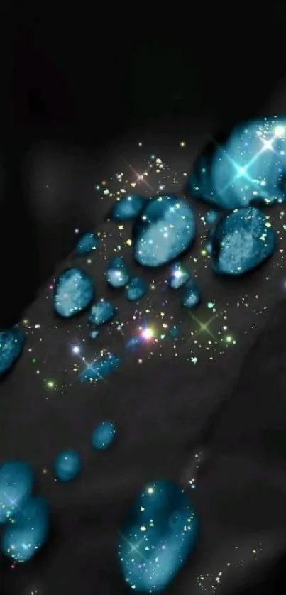 Glittering blue stones on dark background, creating a stunning mobile wallpaper.