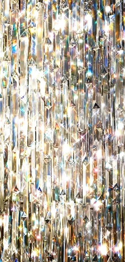 Shimmering crystal light wallpaper with glittering reflections.
