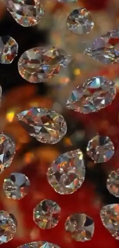 Colorful crystal teardrops shimmering elegantly