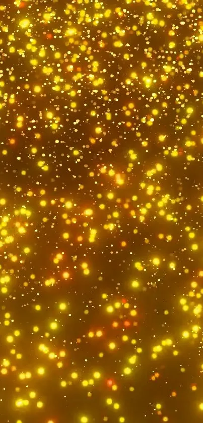 Gold sparkles on dark background mobile wallpaper.