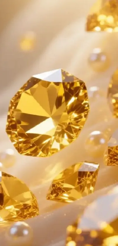 Golden gemstones wallpaper with sparkling gems.
