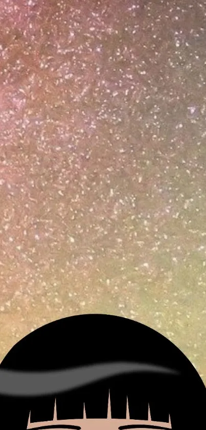 Cosmic gradient with glitter and minimalist design on mobile wallpaper.