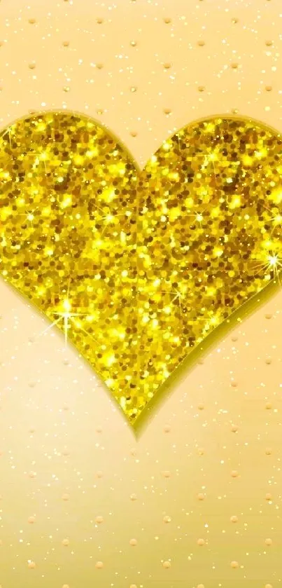 Glittering gold heart wallpaper for phones.