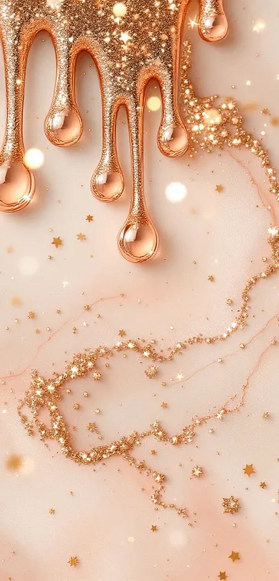 Glittery Golden Drops Live Wallpaper