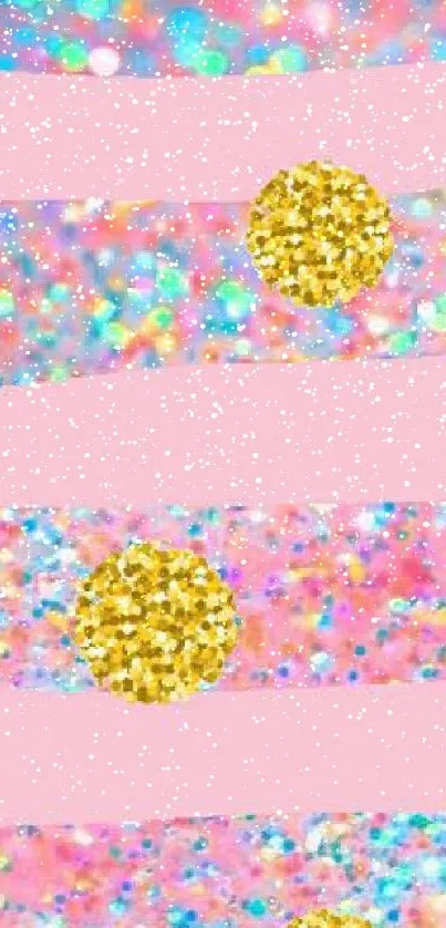 Glittery pink and gold mobile wallpaper with vibrant colors.