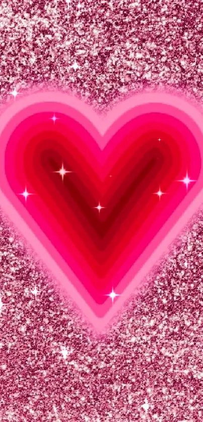 Vibrant glittery pink heart mobile wallpaper.