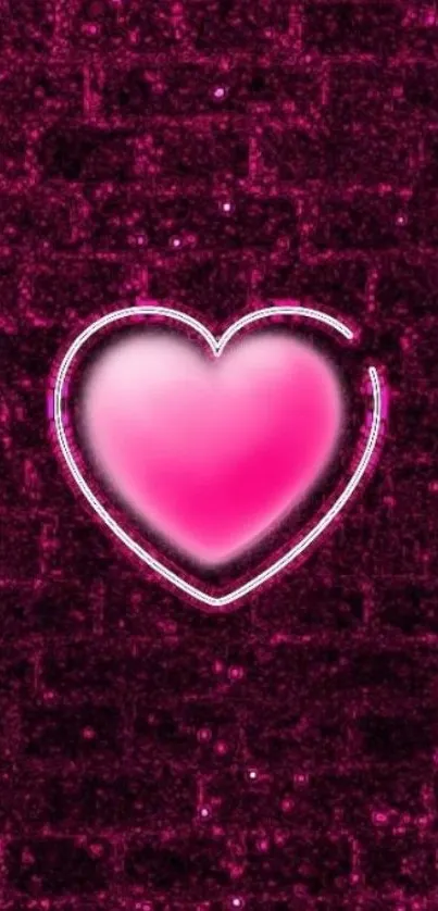 Glittery pink heart mobile wallpaper
