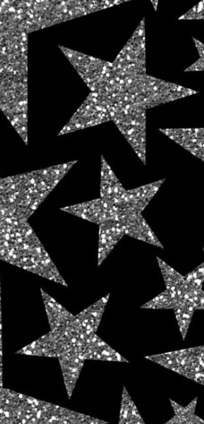 Mobile wallpaper with a glittery star pattern on a black background.