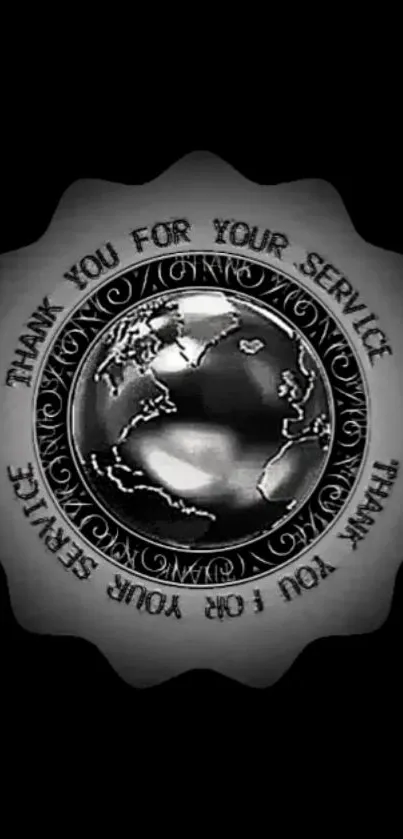 Black globe wallpaper with 'Thank You for Your Service' text.