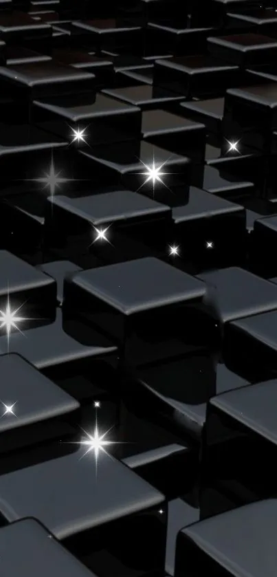 Glossy black cubes with sparkling highlights wallpaper.