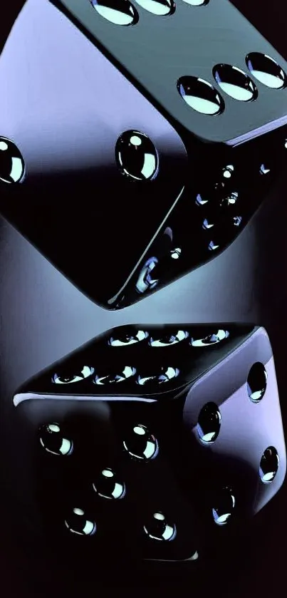 Glossy black dice on a dark background, perfect for mobile screens.