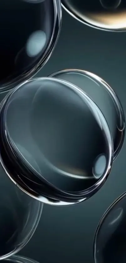 Glossy bubbles floating on a dark gray background.