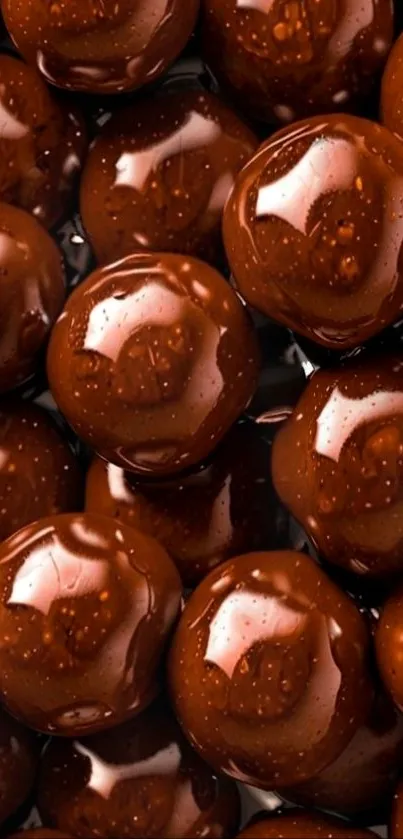 Glossy chocolate spheres with rich textures.