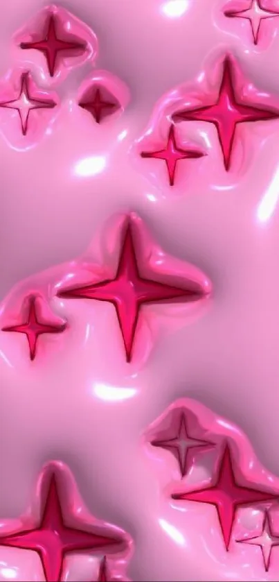 Glossy pink stars on mobile wallpaper background.