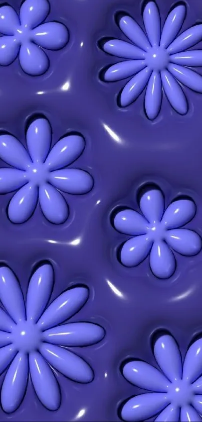 Glossy digital wallpaper with purple flowers.