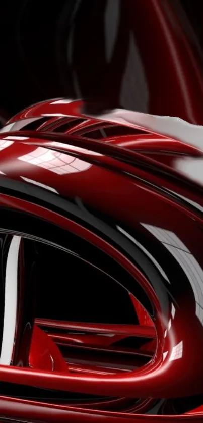 Glossy red abstract design with reflections.