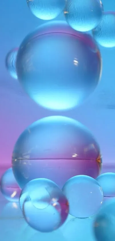 Glossy spheres in blue and pink create an abstract mobile wallpaper.